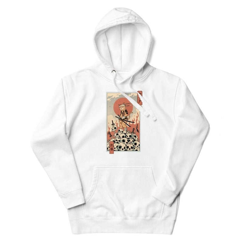 Japansk sweatshirt Ukiyo-e Neko Assassin S / Hvid