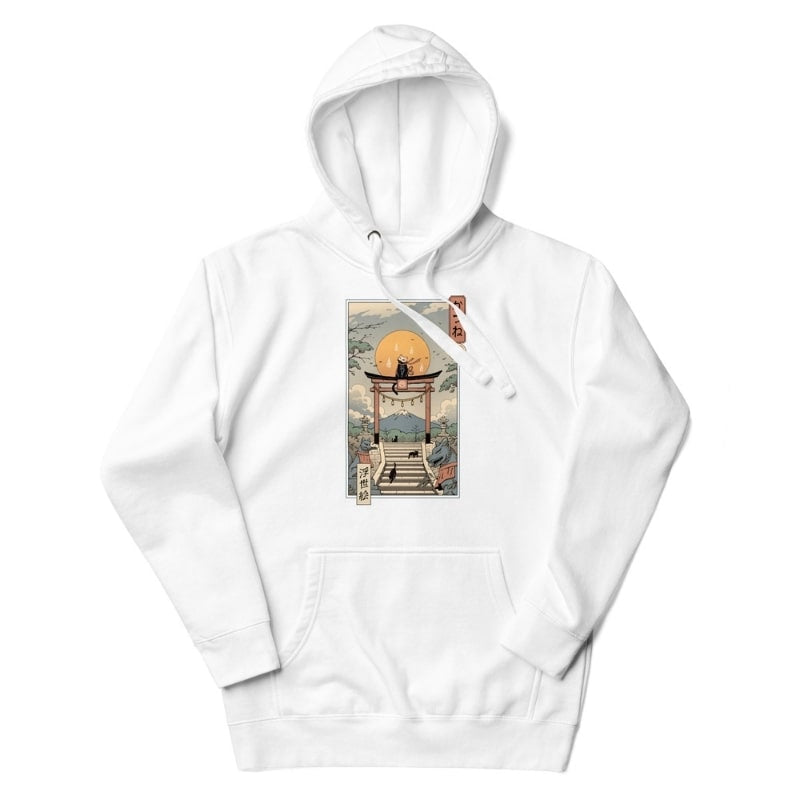 Japansk sweatshirt Ukiyo-e Neko Inari S / Hvid