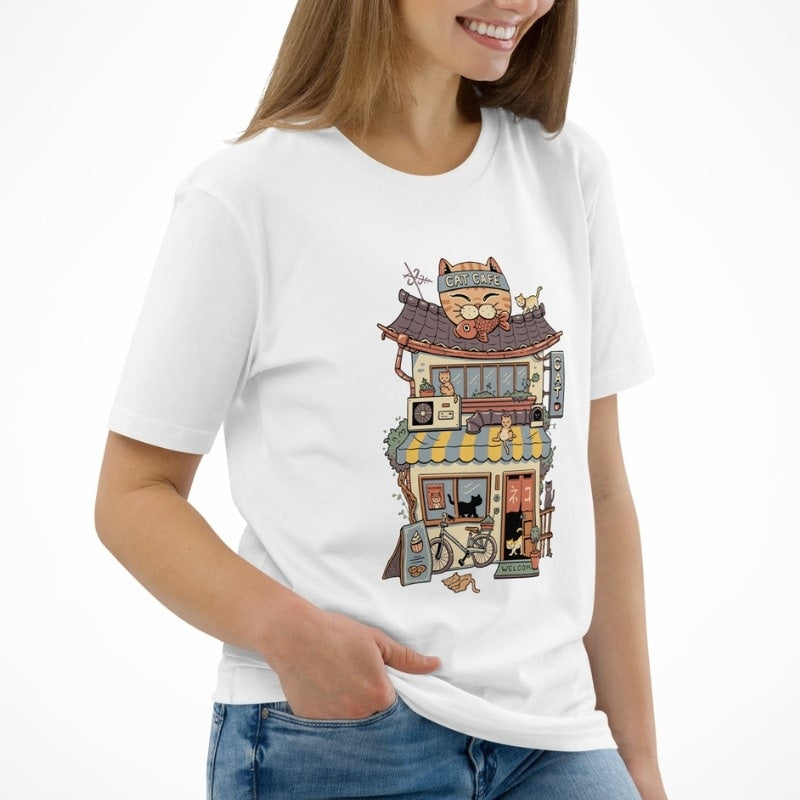 Japansk T-shirt Neko Café