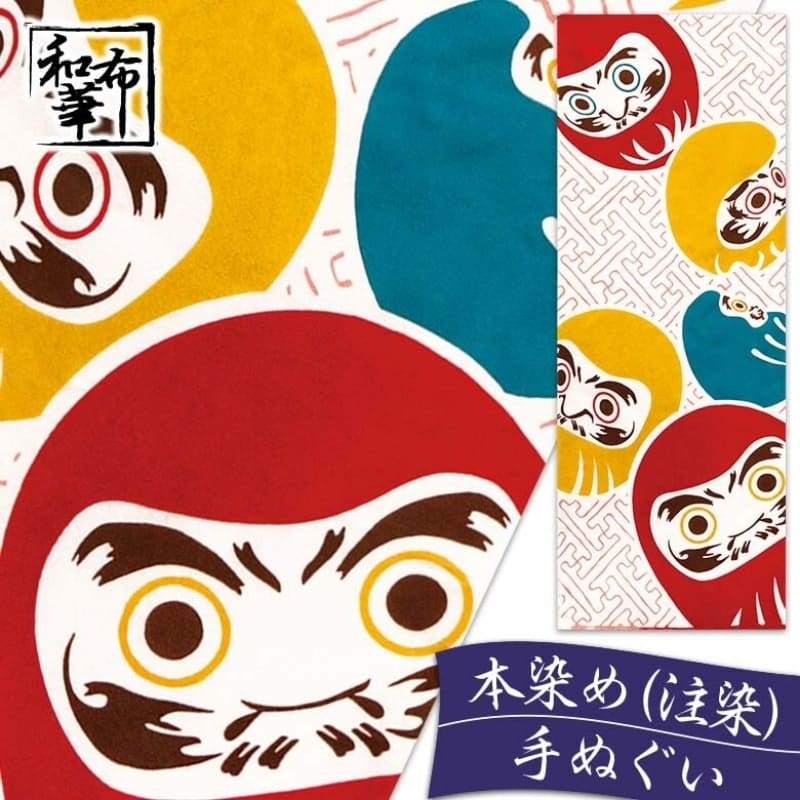Japansk Tenugui Shiawase Daruma