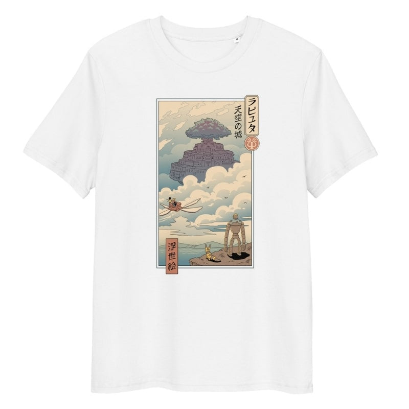 Japansk Ukiyo-e Laputa T-shirt S / Hvid