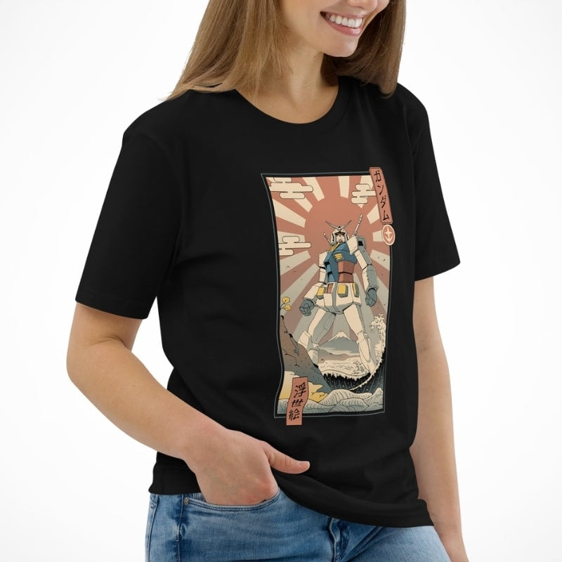 Japansk Ukiyo-e Mecha & Fuji T-shirt