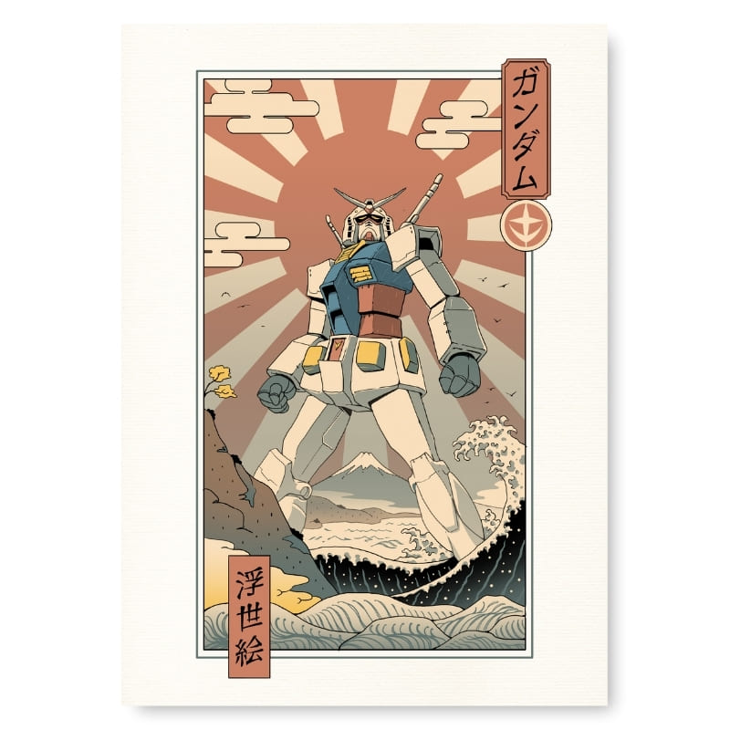 Japansk Ukiyo-e plakat Mécha & Fuji A3