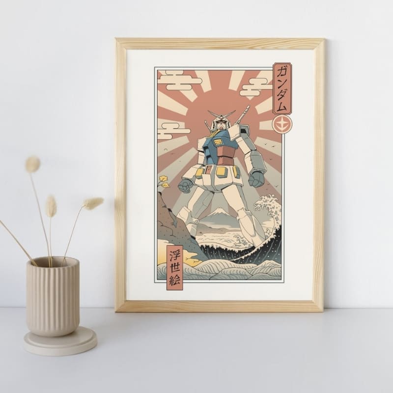 Japansk Ukiyo-e plakat Mécha & Fuji A3