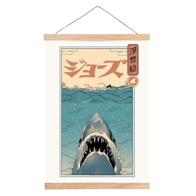 Japansk Ukiyo-e plakat med hajangreb A3