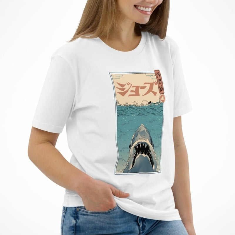Japansk Ukiyo-e T-shirt med hajangreb