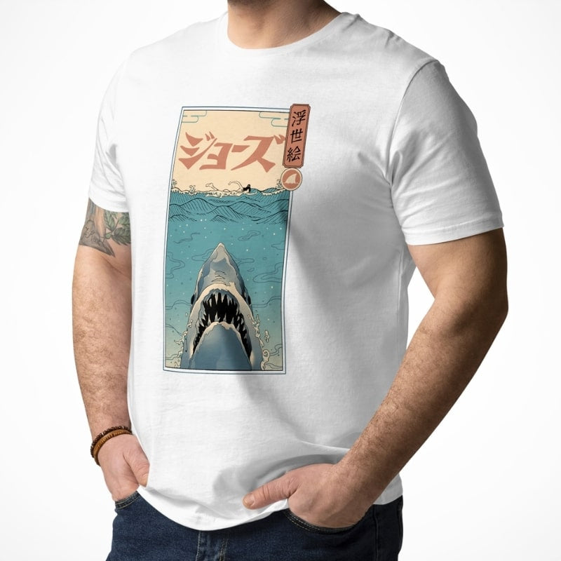 Japansk Ukiyo-e T-shirt med hajangreb