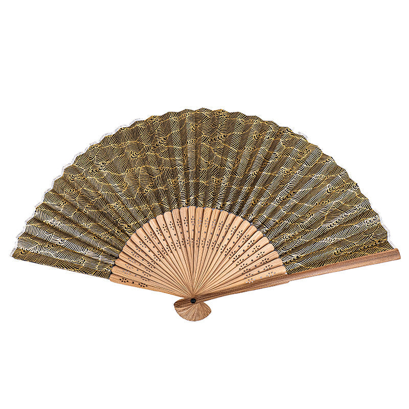 Japansk Vifte Mino Washi - Sorte Bølger