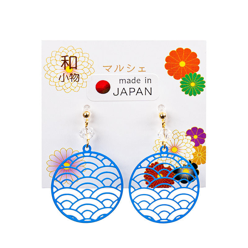 Japanske Øreringe - Seigaiha Blå