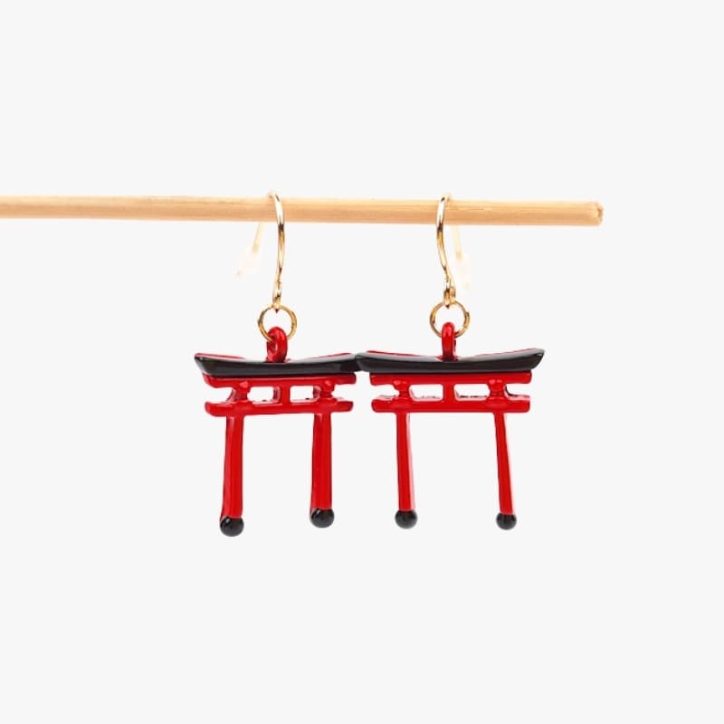 Japanske røde torii-øreringe