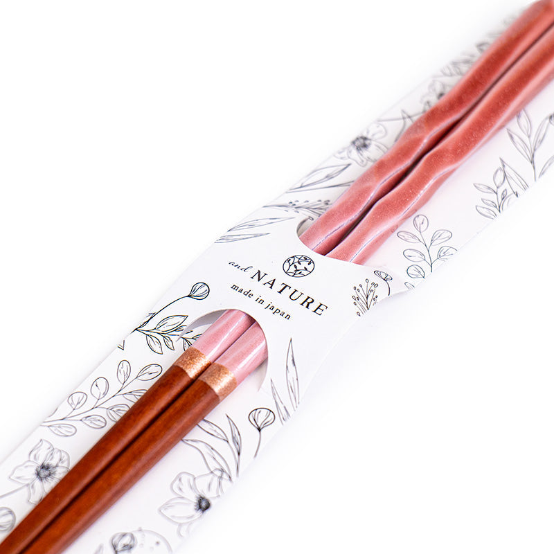 Japanske Spisepinde - Bølget Rosa Glitter