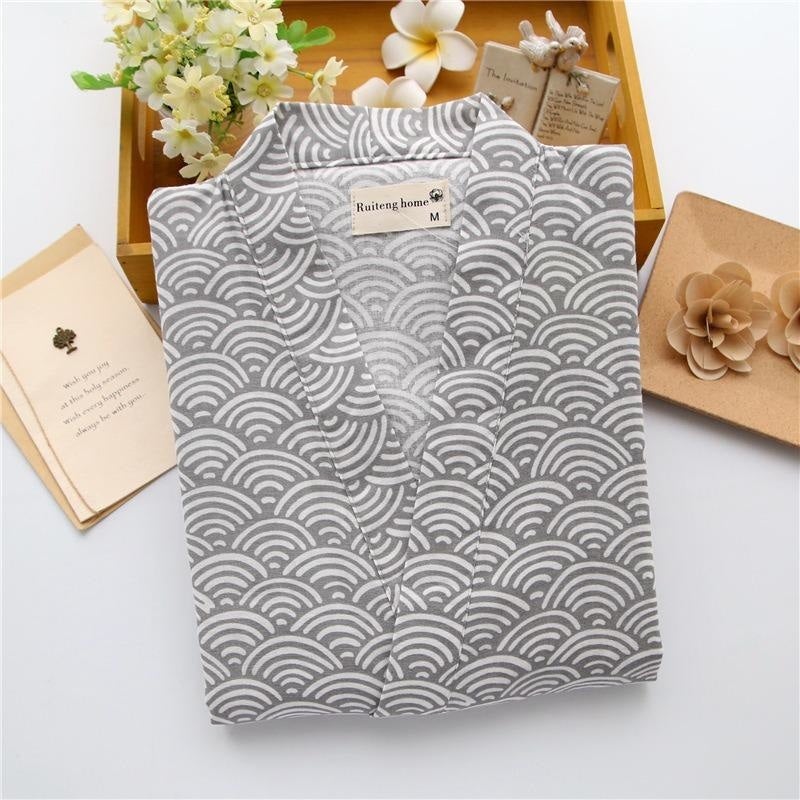 Jinbei Cotton Seigaiha-mønster Grå / M