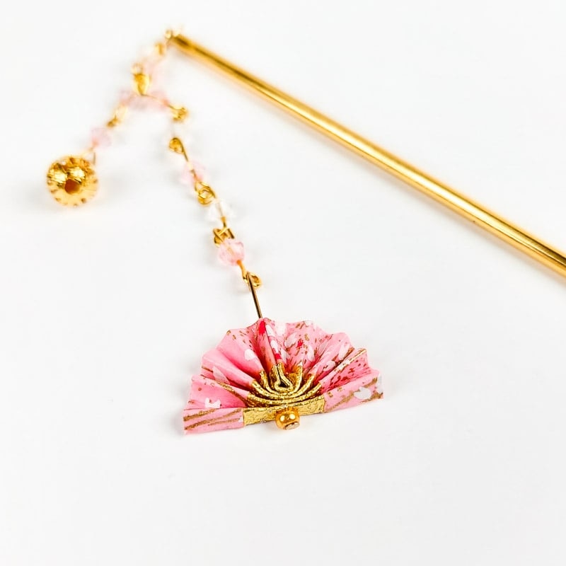 Kanzashi japansk lyserød vifte
