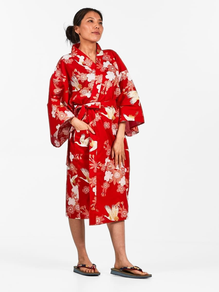 Kimono Happi Woman Sakura to Tsuru Én størrelse