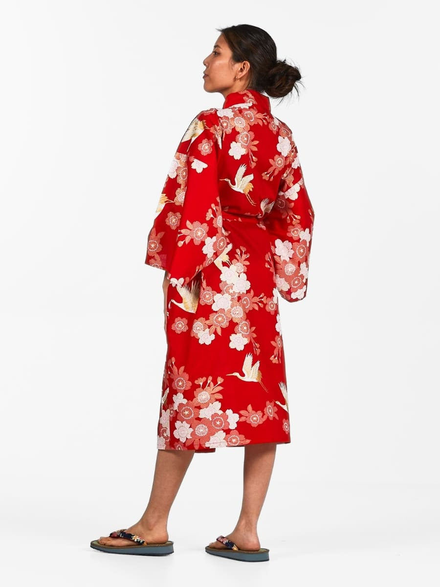 Kimono Happi Woman Sakura to Tsuru Én størrelse