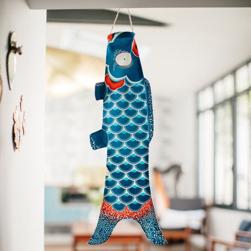 Koinobori Traditionel blå - 70 cm