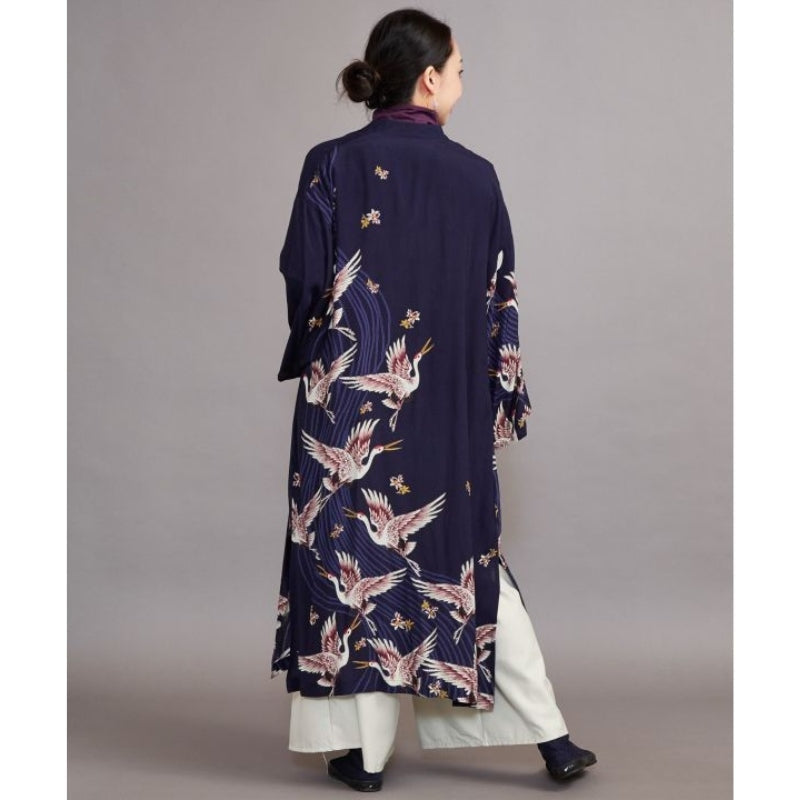Lang kimono med trane til kvinder