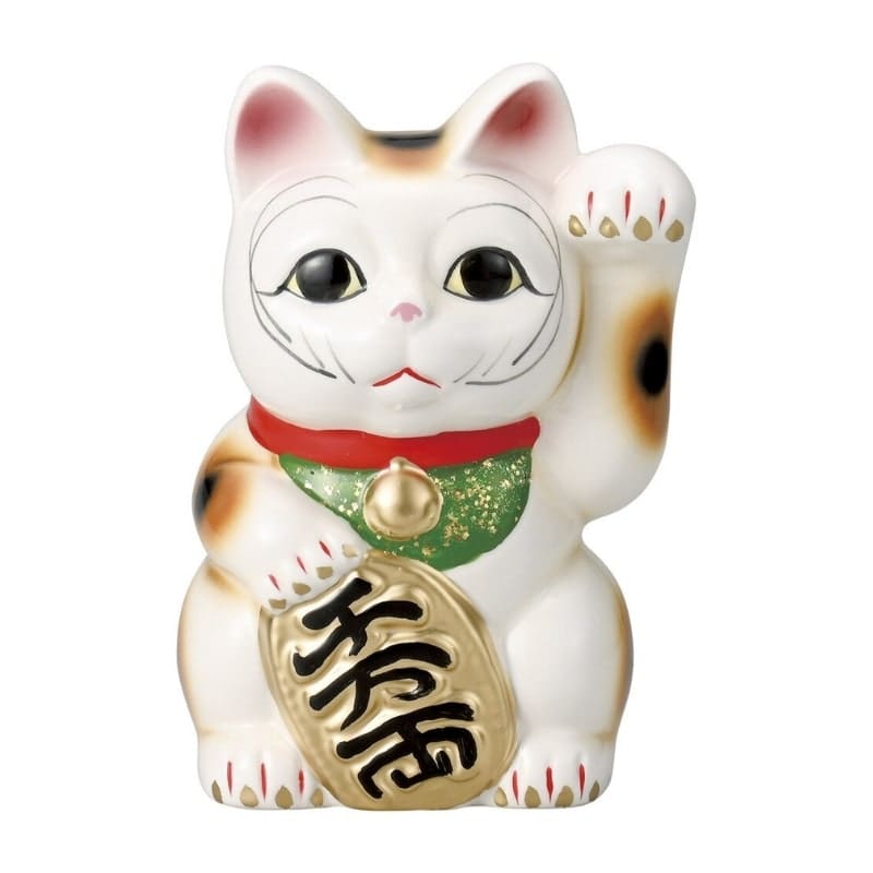 Maneki Neko Hvid venstre pote - 17 cm