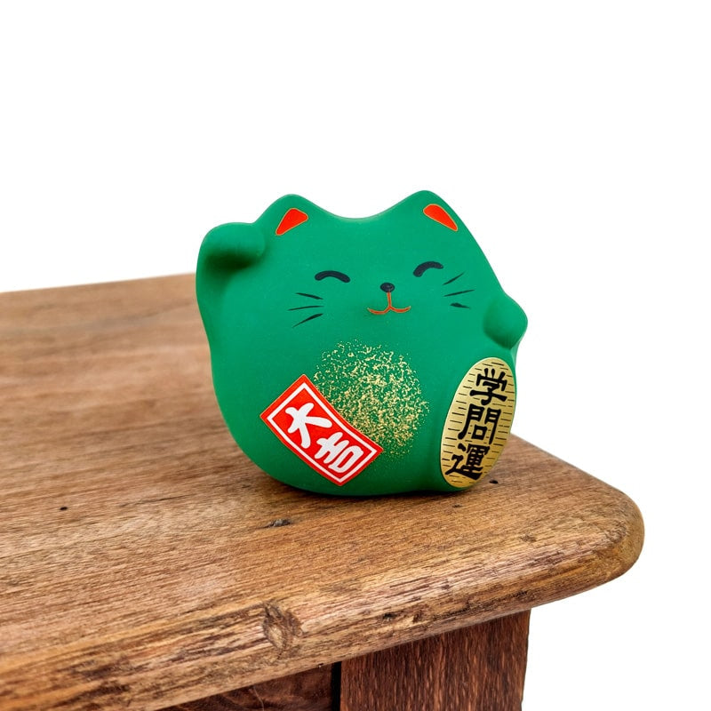 Maneki Neko rund grøn