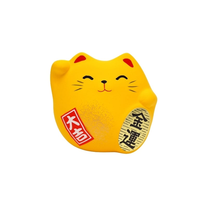 Maneki Neko rund gul