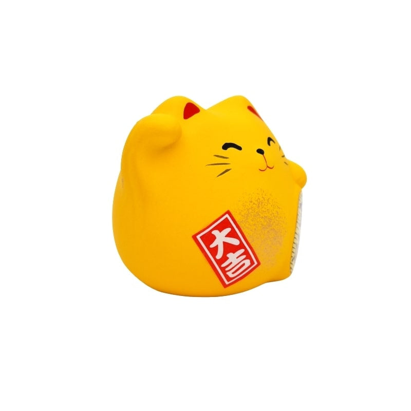 Maneki Neko rund gul