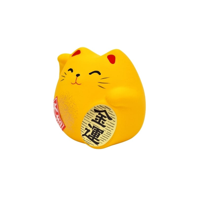Maneki Neko rund gul