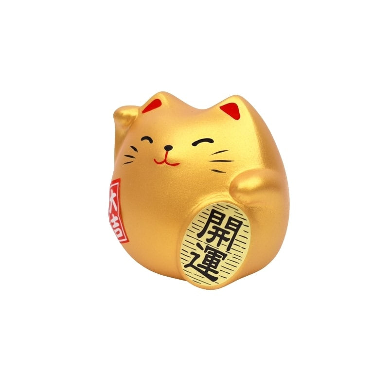 Maneki Neko rund guld