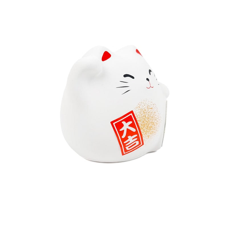 Maneki Neko rund hvid