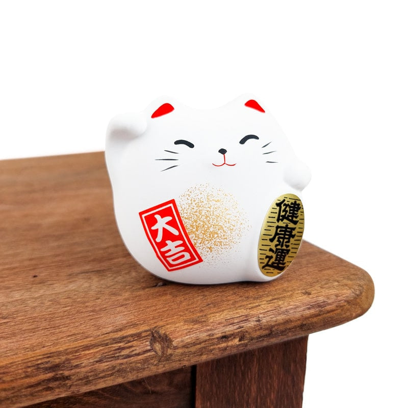 Maneki Neko rund hvid