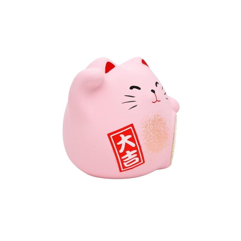 Maneki Neko rund lyserød