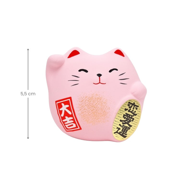 Maneki Neko rund lyserød