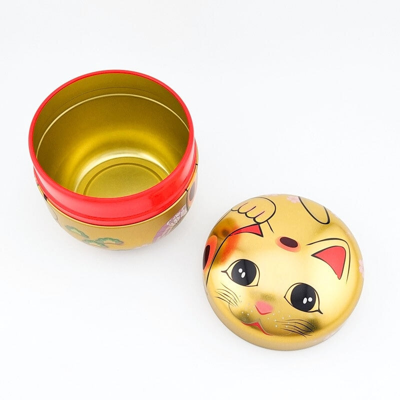 Maneki Neko teæske i guld og metal