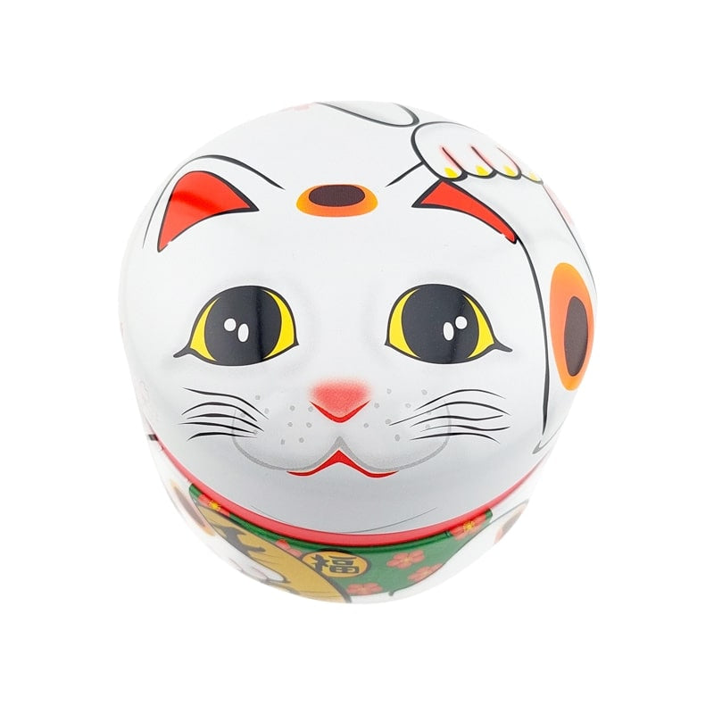 Maneki Neko teæske i hvid metal