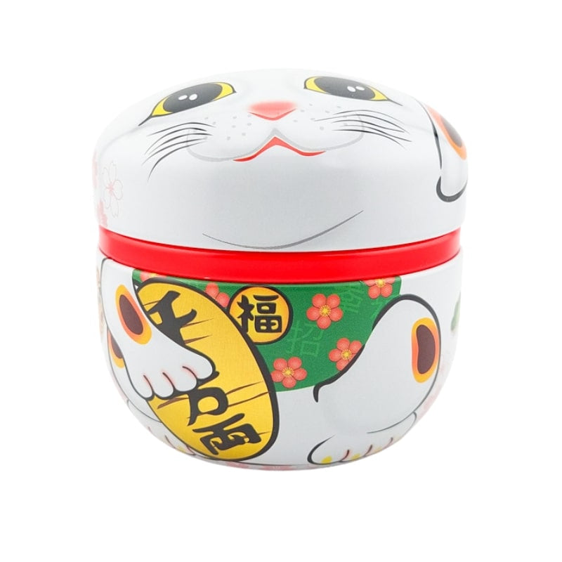 Maneki Neko teæske i hvid metal