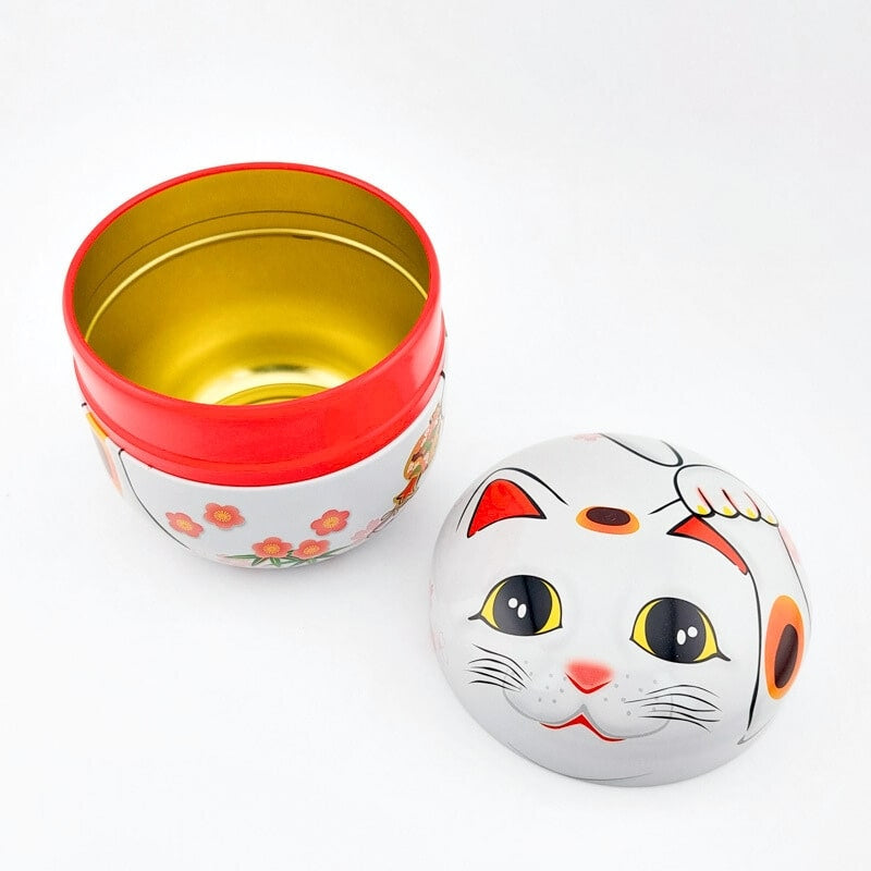 Maneki Neko teæske i hvid metal