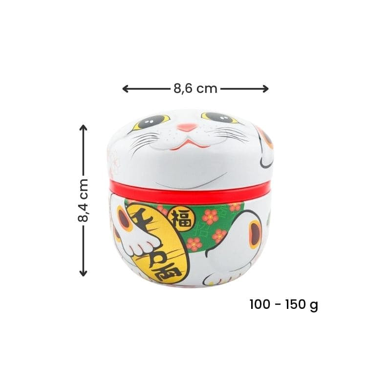 Maneki Neko teæske i hvid metal