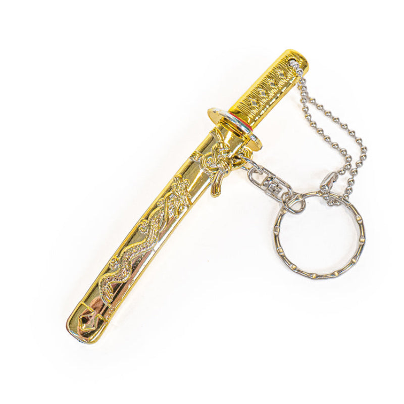 Mini-Katana Nøglering - Gylden Drage