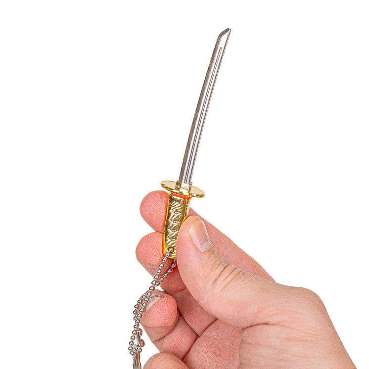 Mini-Katana Nøglering - Gylden Drage