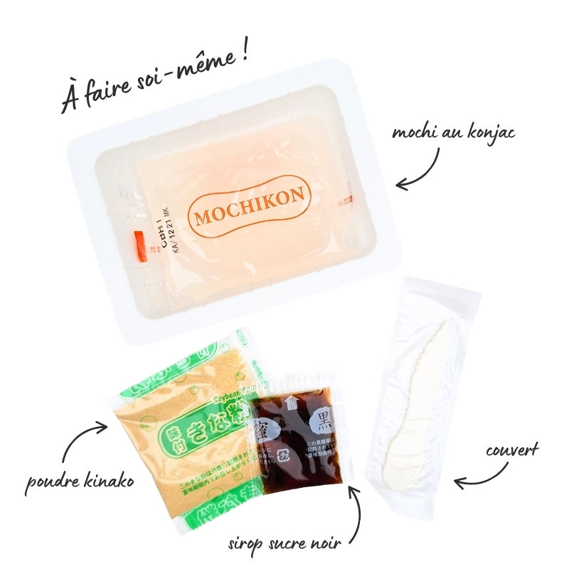 Mochikon Konjac-gelé sort sukker & Kinako