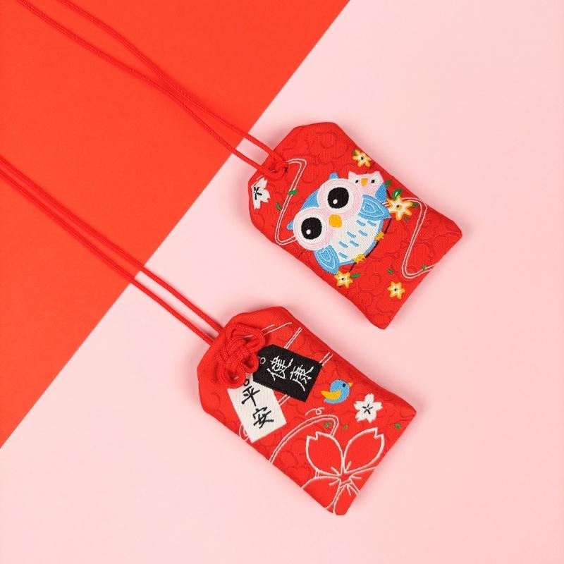 Omamori Kawaii Rød - Ugle