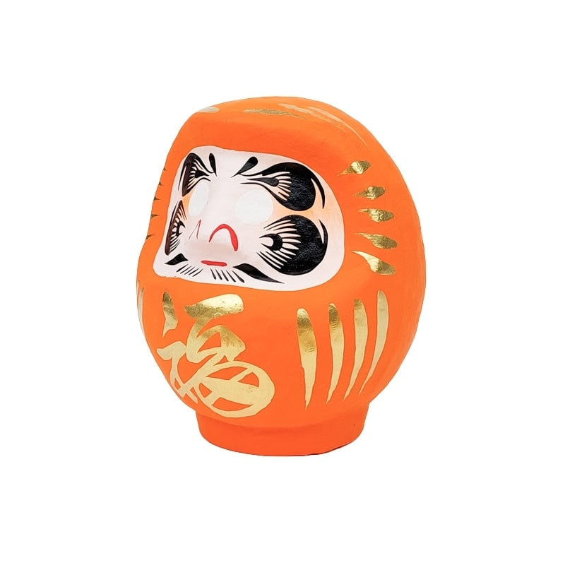 Orange japansk daruma - 9 til 15 cm