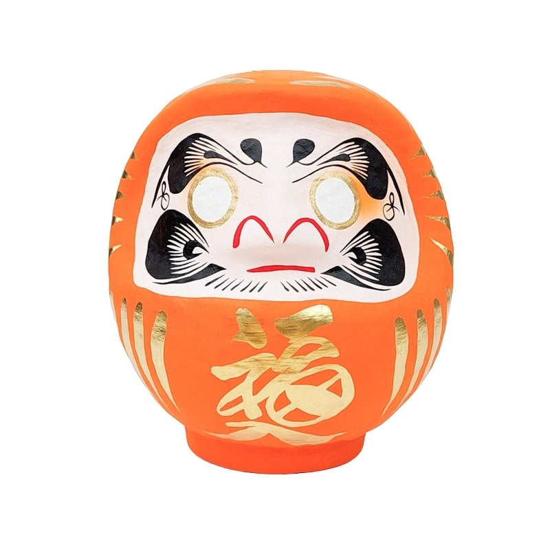 Orange japansk daruma - 9 til 15 cm