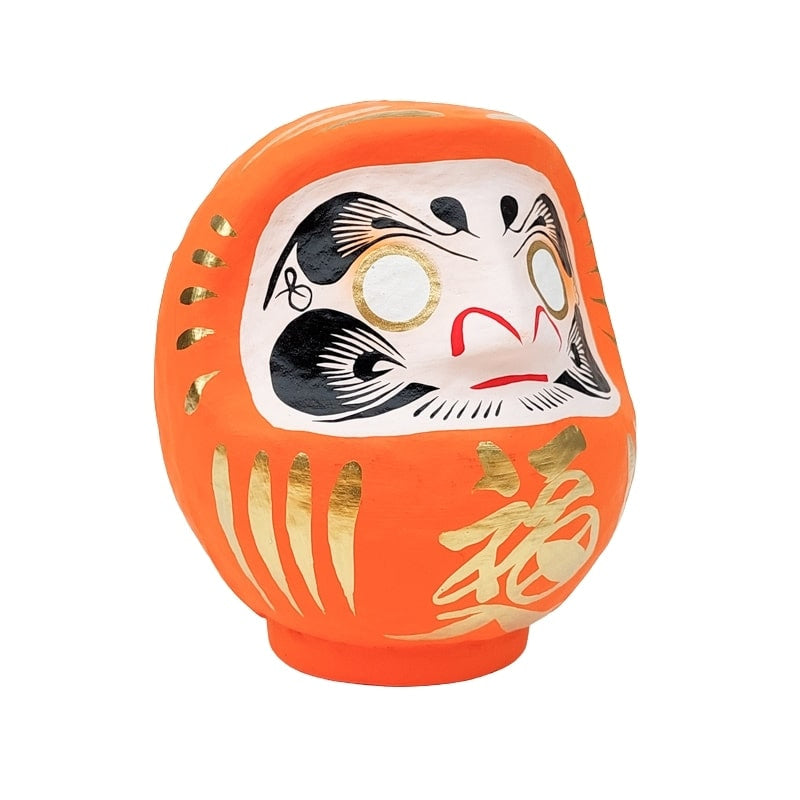 Orange japansk daruma - 9 til 15 cm