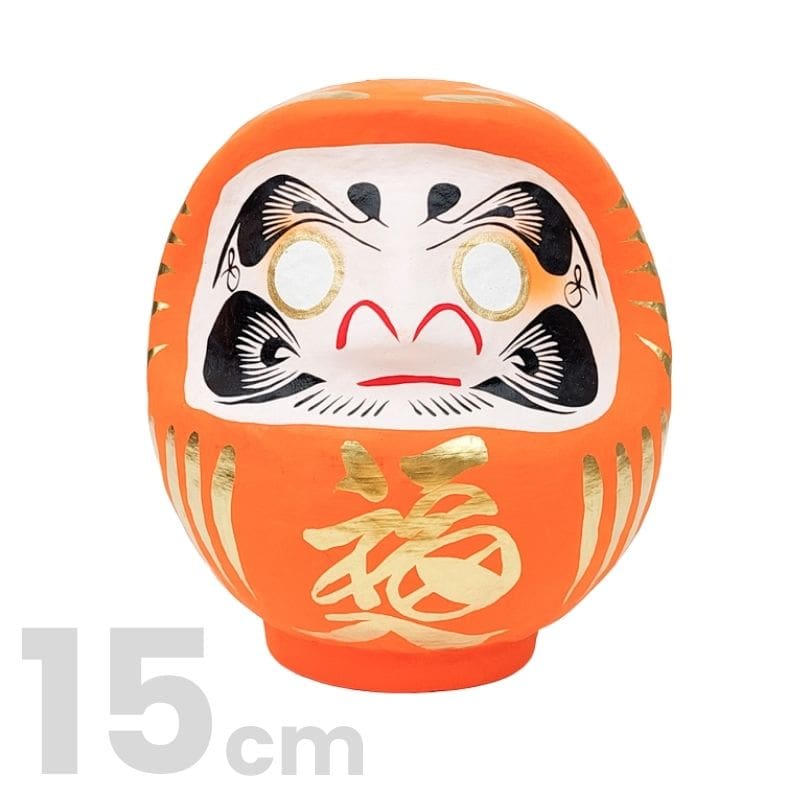 Orange japansk daruma - 9 til 15 cm