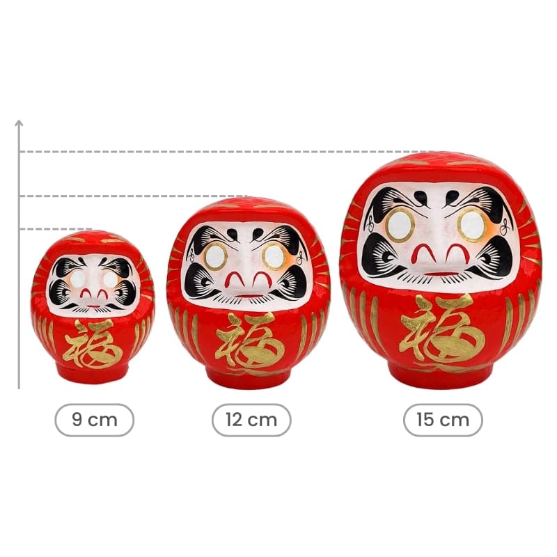 Rød japansk daruma - 9 til 15 cm