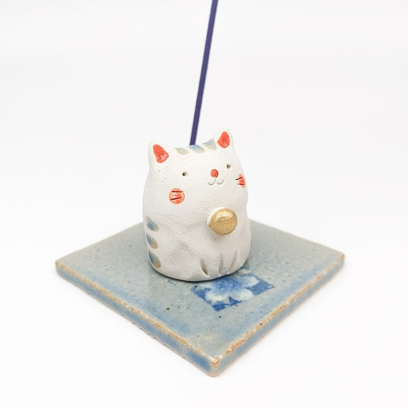 Røgelsesholder med japansk kat