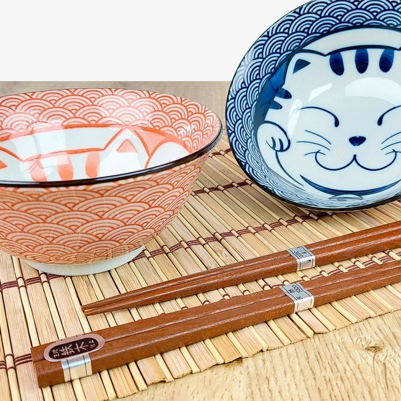 Sæt med 2 japanske katteskåle