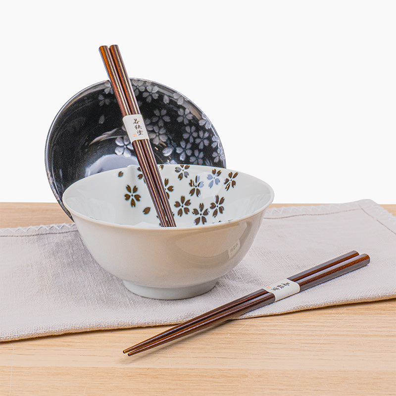 Sæt med 2 Japanske Skåle - Sort og Hvid