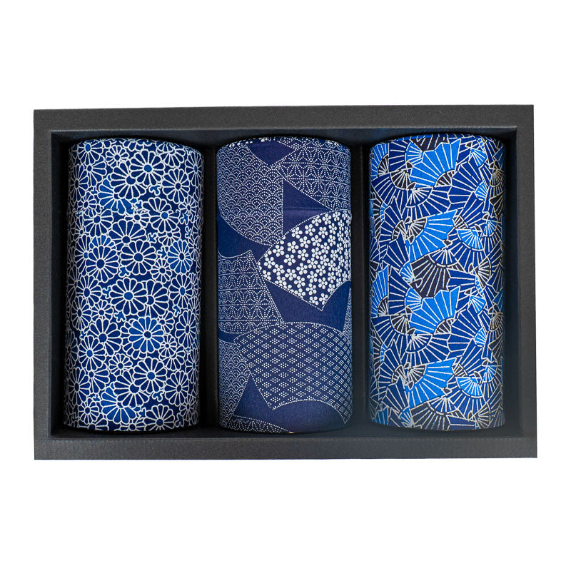 Sæt med 3 Japanske Tedåser - Indigo