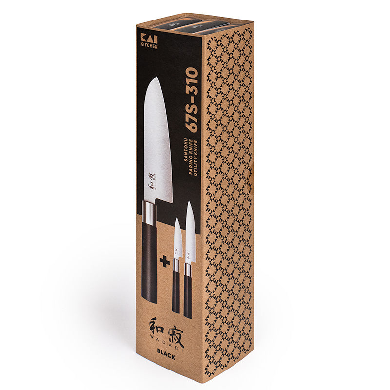 Sæt med 3 KAI Wasabi Black japanske knive